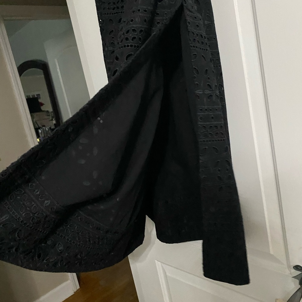 J. Crew Size Medium Black Eyelet Side-Split Skirt… - image 2